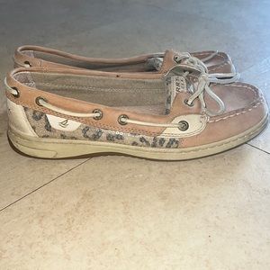 Sperry Leopard Slip-On Leather Boat Shoes / 8